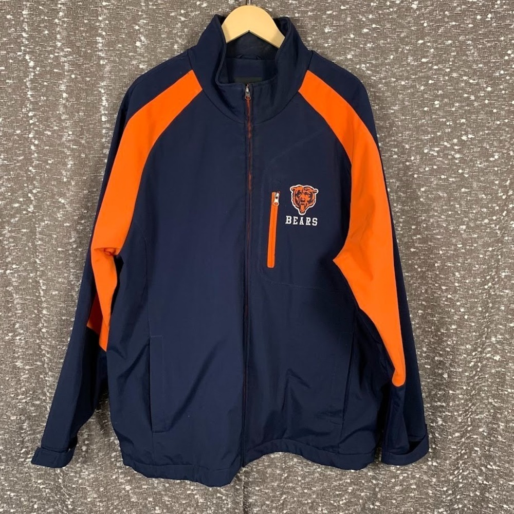 NFL Chicago Bears Football Blue Full Zip Windbreaker Jacket Men's XXL‎